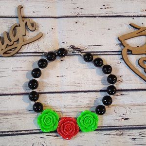 Toddler Girls Beaded Rose Necklace NEW